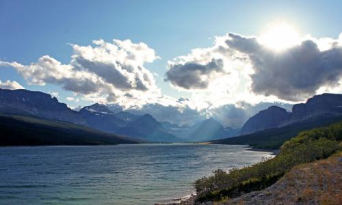 View of Swiftcurrent Lake from Many Glacier Hotel